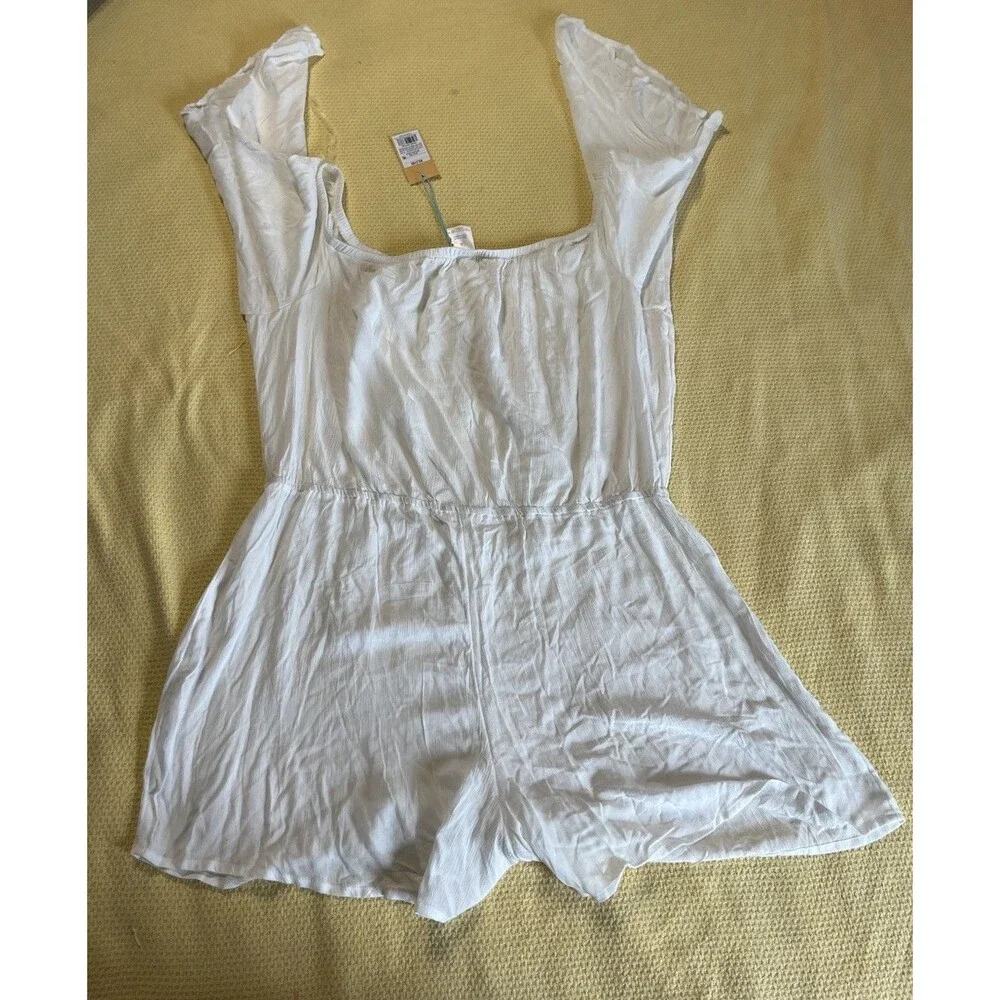 NWT Kona Sol Women's Off the Shoulder Swim Cover Up Romper White Size XL